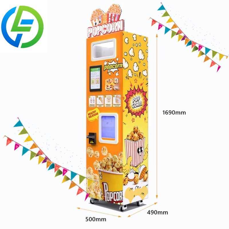 Popcorn - カスタマイズ可能な24時間稼働ポップコーン自動販売機 - 1800W、内蔵照明、透明窓＆ユニバーサルホイール