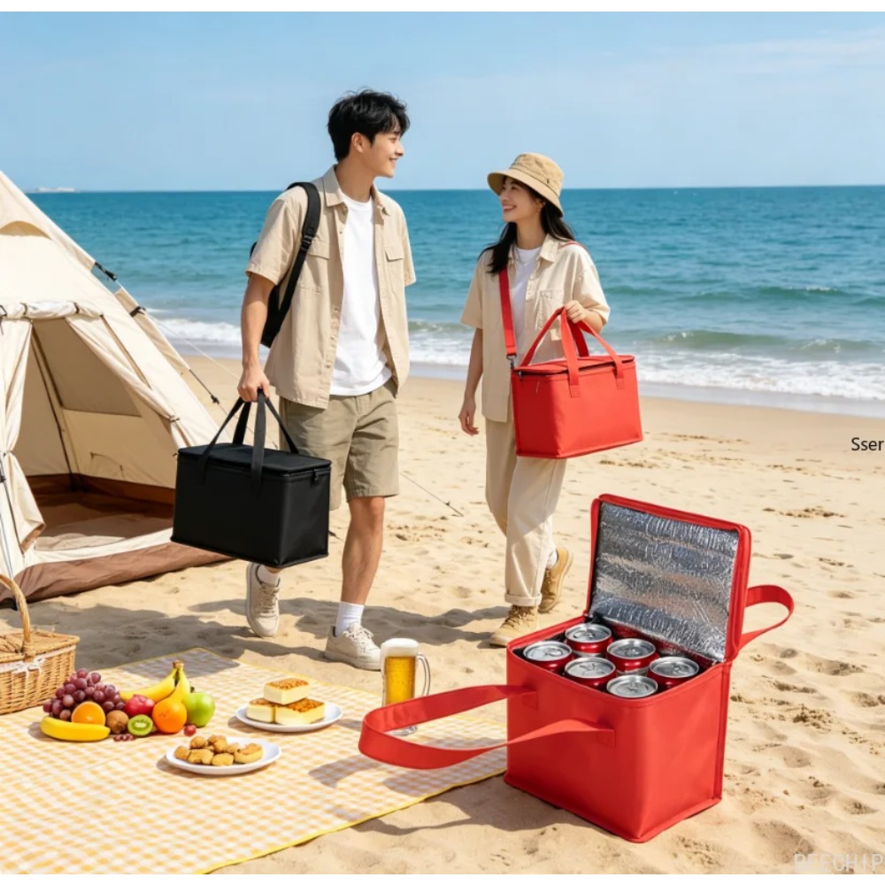Food Snacks Delivery - 折りたたみ式断熱ポータブルランチクーラーバッグ ピクニック用アイスパック 食品保温バッグ ドリンクキャリア 断熱バッグ ビール配達バッグ