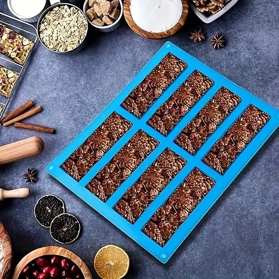 Protein Bar - 1個入りシリコン製グラノーラバーモールド、キャンディーバーモールド、長方形プロテインバーモールド、チョコレートバー、シリアルバーベーキング、チーズケーキ作りに。