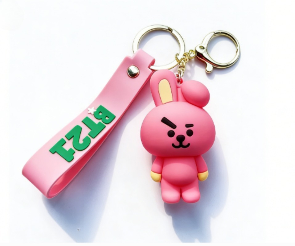 Cookies Pack - 新しいBT21コヤRJシューキークッキータタチミーマンキーホルダー、クリエイティブで高品質なアニメ漫画フィギュアモデル、車やバックパック用キーホルダー