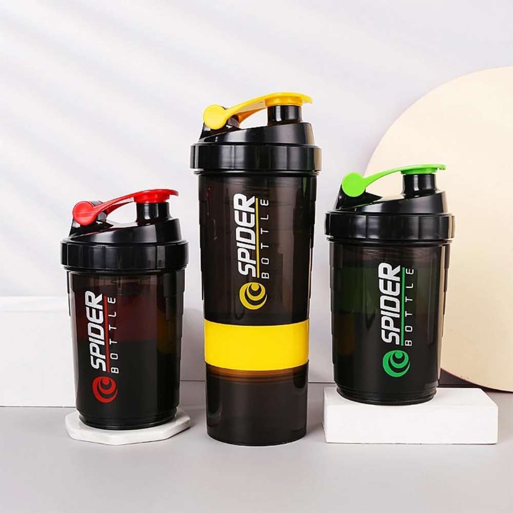 Protein Bar - 3層シェーカープロテインボトルパウダーシェイクカップウォーターボトルプラスチックミキシングカップボディビルディングエクササイズボトル