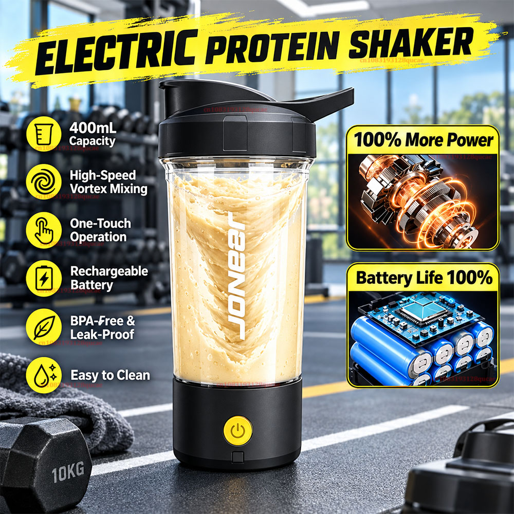 Protein Bar - 2026年型 新型電動プロテインシェイカーボトル USB自動ミキサー機能付き BPAフリー フィットネススポーツ用ブレンダー ジムでのワークアウトに最適