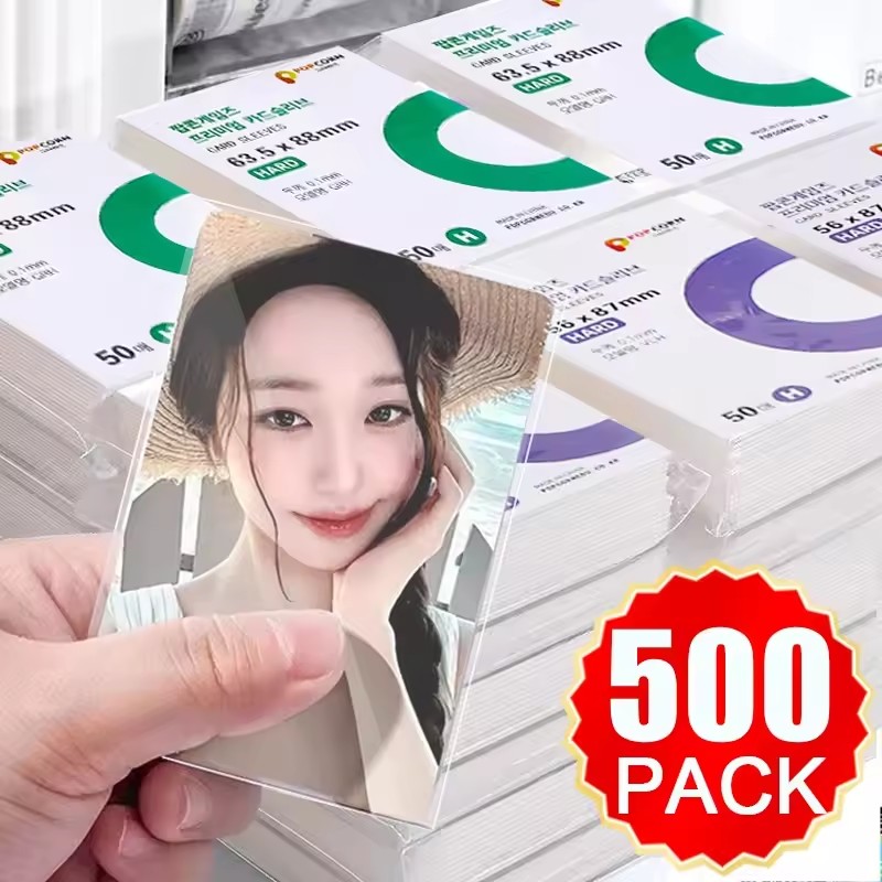 Popcorn - 500枚入り 韓国製 カードスリーブ HD透明 K-POPアイドルカード用保護スリーブ フォトカード用保護ケース