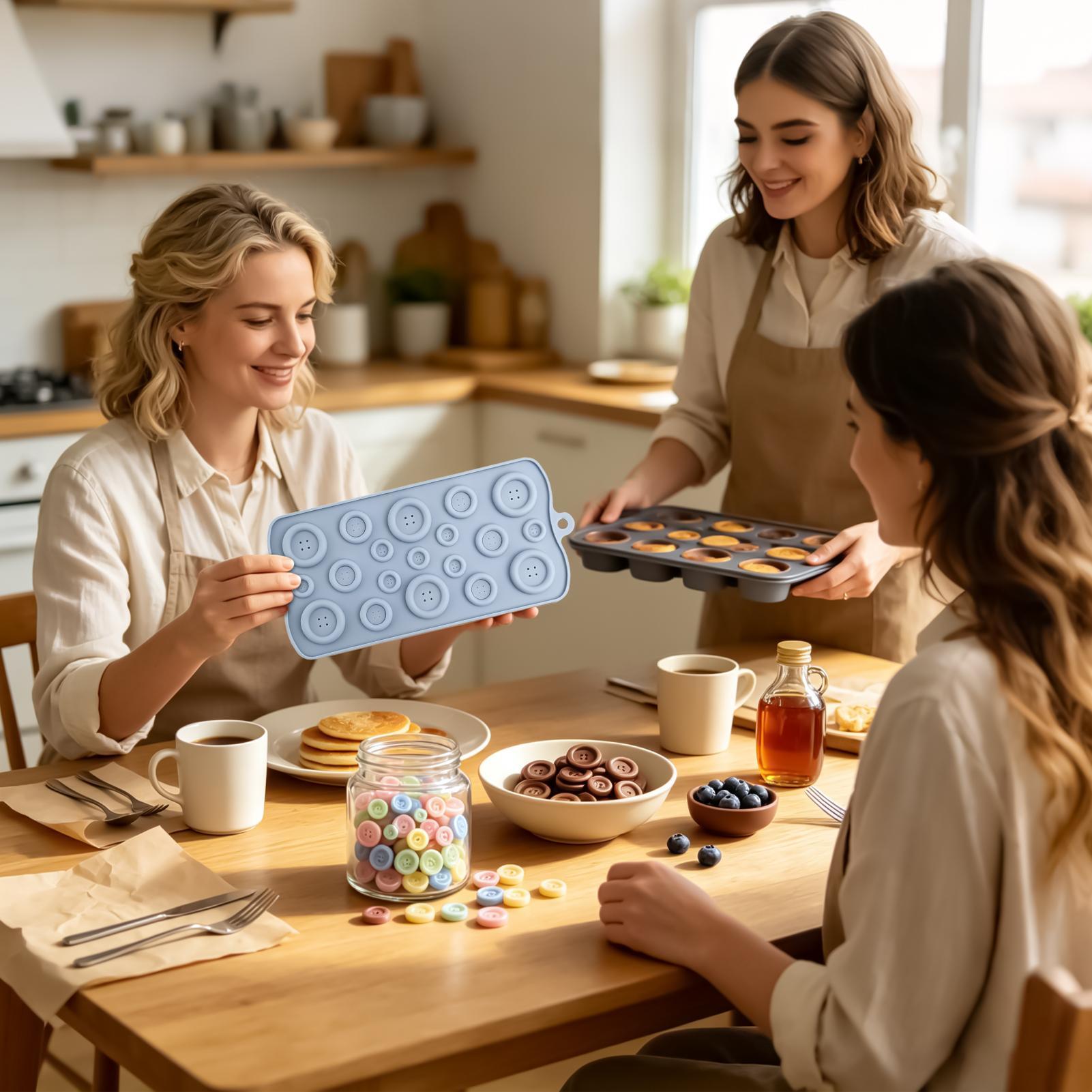 19個の空洞が入ったボタン型のチョコレート型。食品グレードの - Gummy Candy のレビューと価格