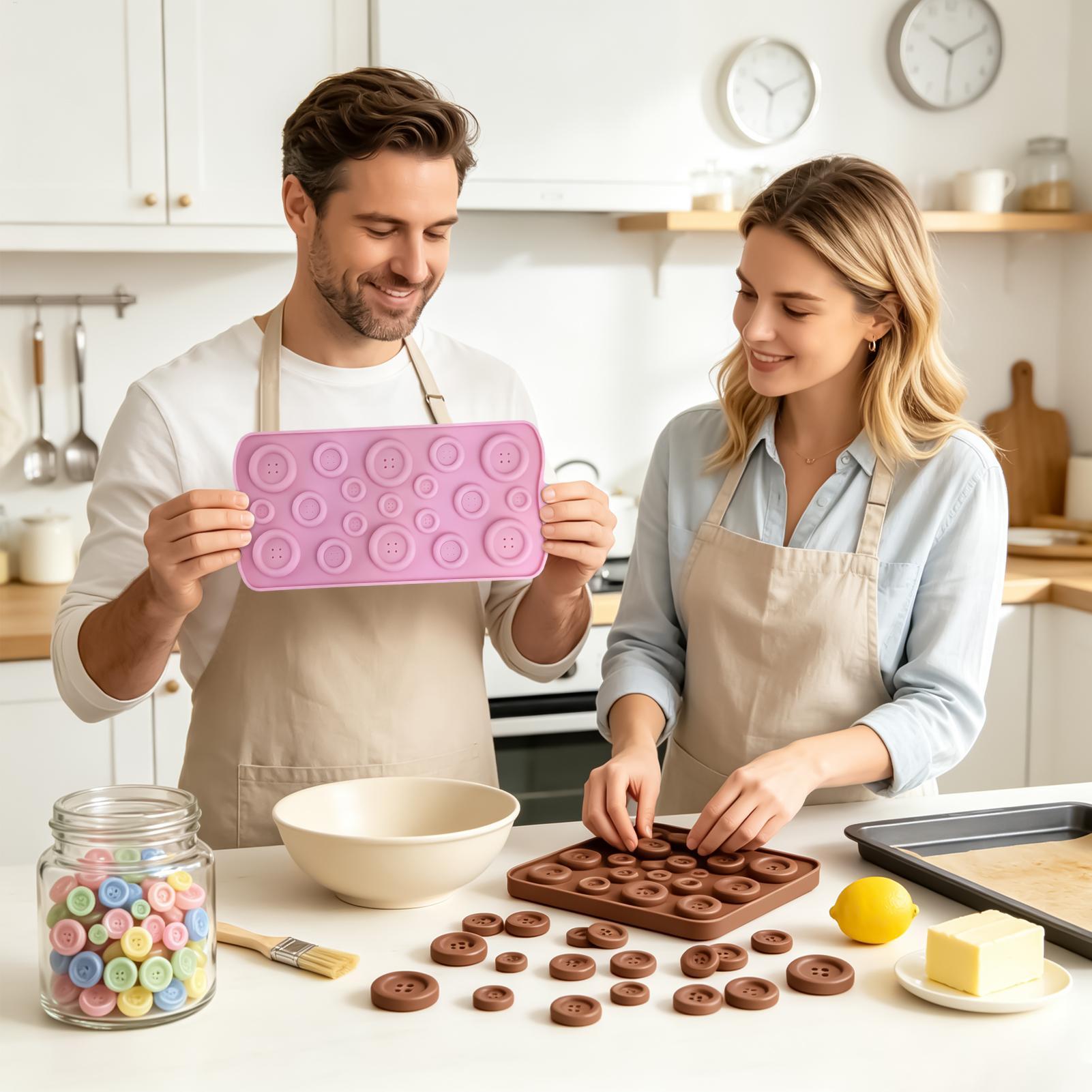19個の空洞が入ったボタン型のチョコレート型。食品グレードの - Gummy Candy のレビューと価格