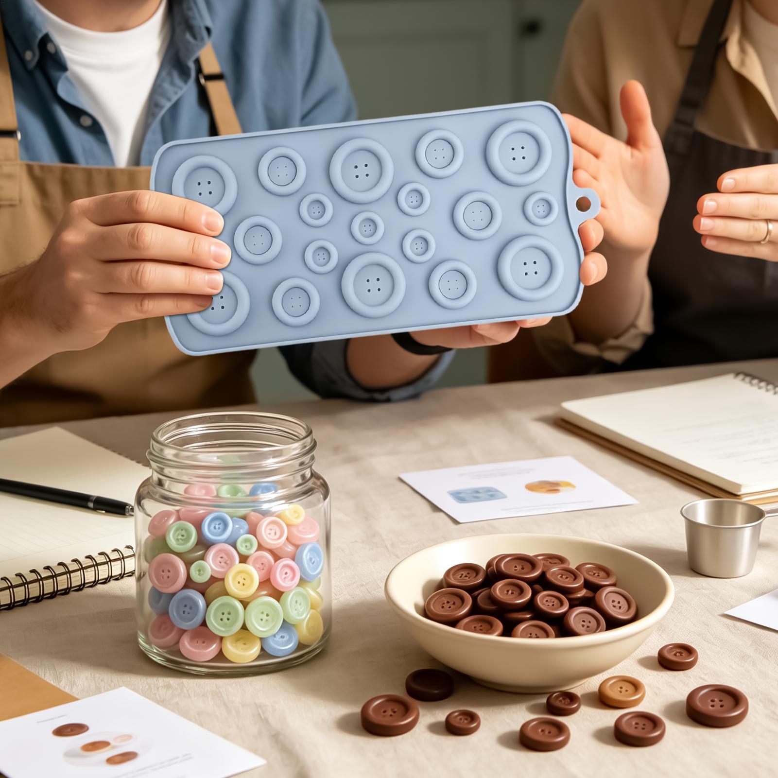 19個の空洞が入ったボタン型のチョコレート型。食品グレードの - Gummy Candy のレビューと価格