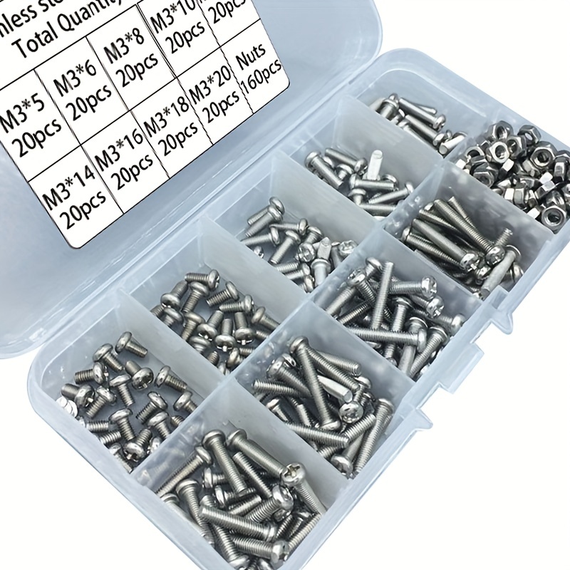 340個入り M3 ステンレス鋼 プラスネジとナットセット、 - Nuts Mix のレビューと価格