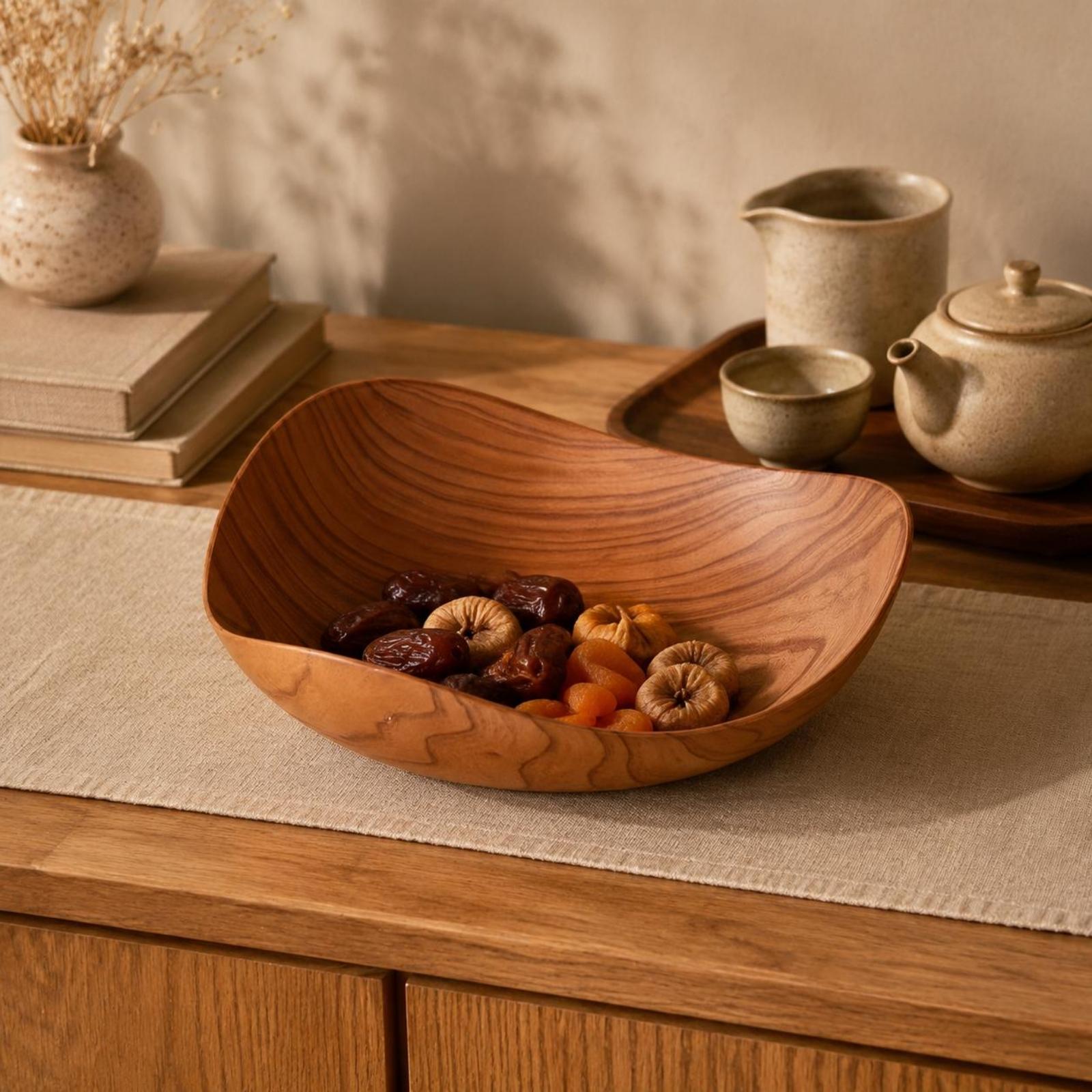 木目調のプラスチック製フルーツボウル。丈夫なトレイで、ナッツ - Dried Fruit のレビューと価格
