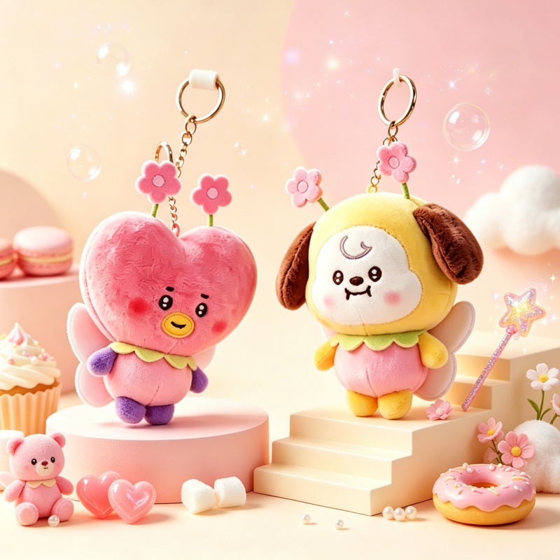 BT21 桜の花シリーズ ぬいぐるみキーホルダー かわいい  - Cookies Pack のレビューと価格