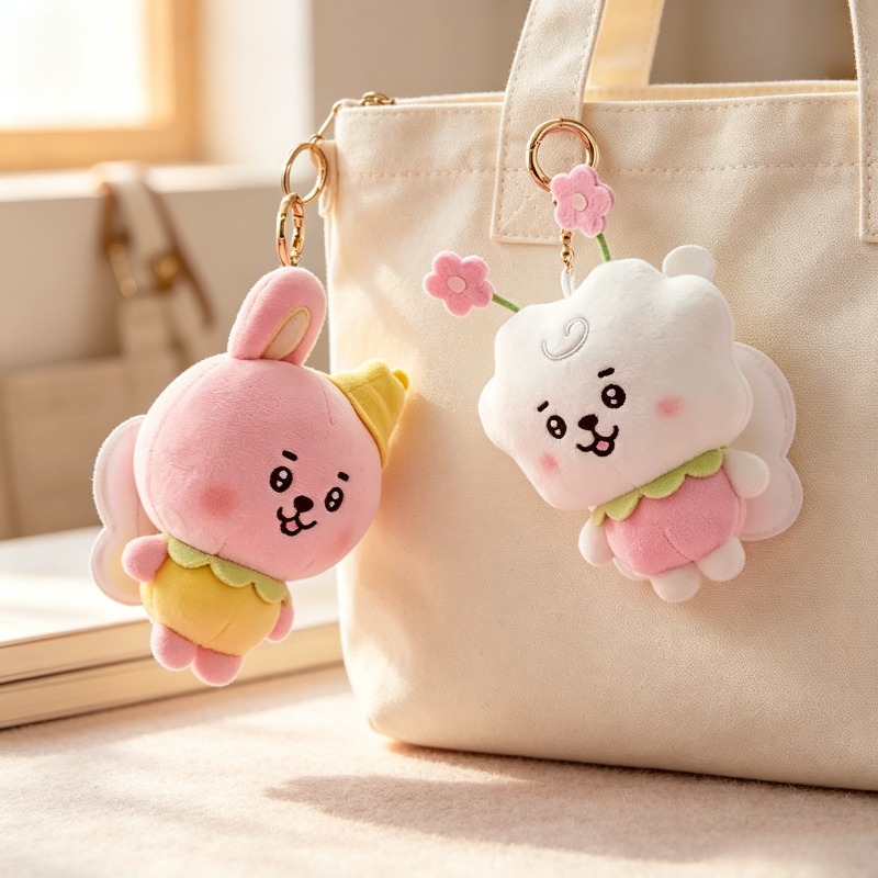 BT21 桜の花シリーズ ぬいぐるみキーホルダー かわいい  - Cookies Pack のレビューと価格