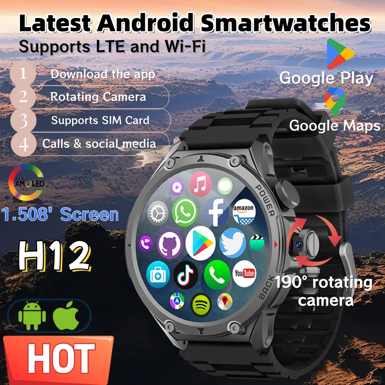 最新モデルH12スマートウォッチ4G SIMカードAndro - Seaweed Snack のレビューと価格
