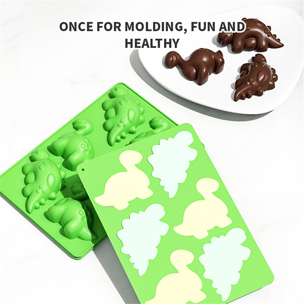 恐竜シリコーンケーキ型チョコレートグミ型トレイ 6 グリッド - Gummy Candy のレビューと価格